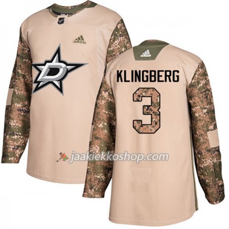 Miehille NHL Dallas Stars Pelipaita John Klingberg 3 Adidas 2017-2018 Camo Veterans Day Practice Authentic